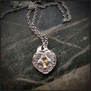 Mini silver and 24k gold pendant No 1