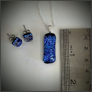 Fused glass pendant and earrings No 139