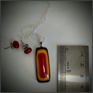 Pendentif en verre avec boucles d'oreilles No 140