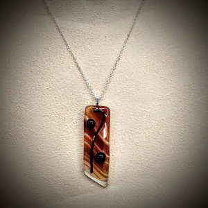 Fused glass pendant and earrings No 134