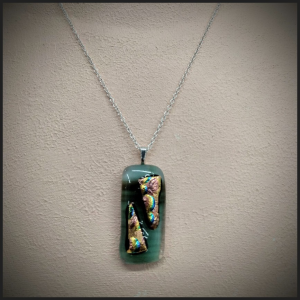 Fused glass pendant and earrings No 133