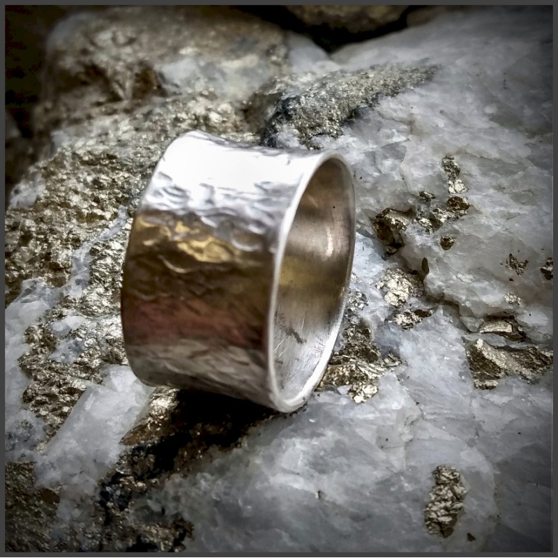 Argentium silver large band ring No 1