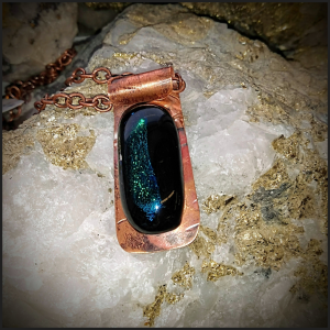 Glass necklace on copper No 3