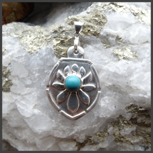 Fine silver lotus pendant