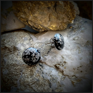 Boucles d'oreilles obsidienne