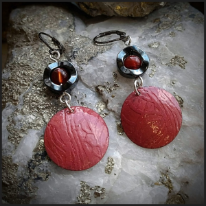 Enameled copper earrings